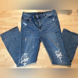 Judy Blues distressed bootcut jeans, like new, size 15x34